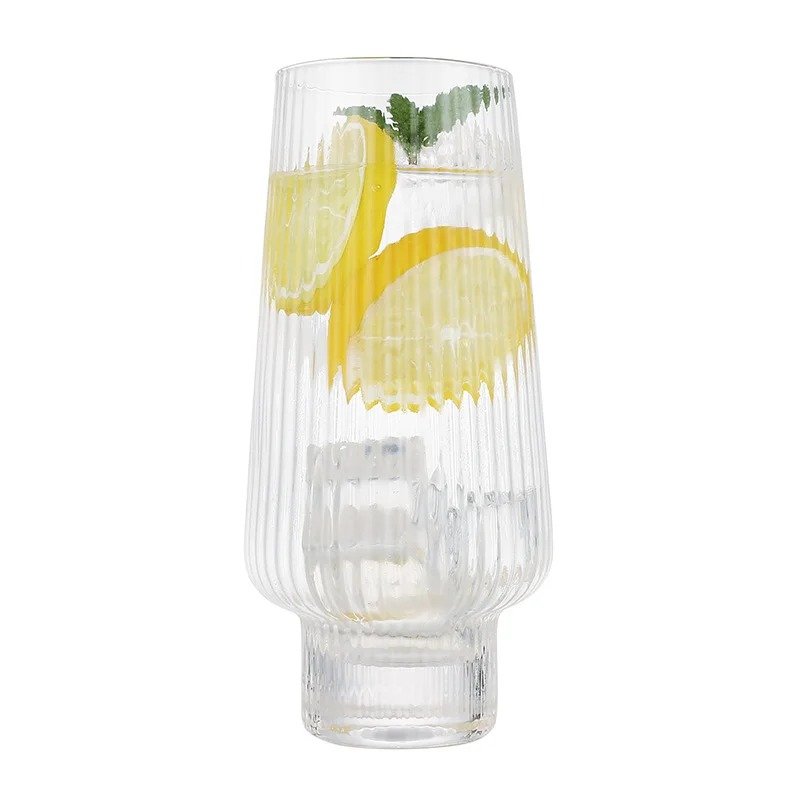 Set of 4 Ribbed Cocktail Glasses – Juice & Summer Drinks