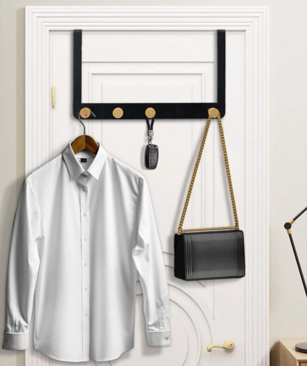 Over-Door Hanger with Wooden Knobs – Organize Coats & Bags