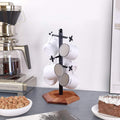 6-Cup Countertop Mug Tree – Wooden & Iron Coffee Cup Holder
