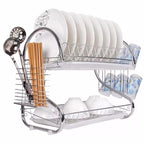 S-Type 2-Tier Stainless Steel Dish Rack – Kitchen Drying Organizer