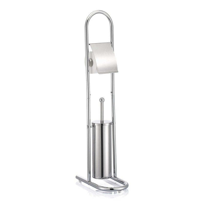 Toilet Brush & Tissue Roll Holder – Freestanding Stainless Steel