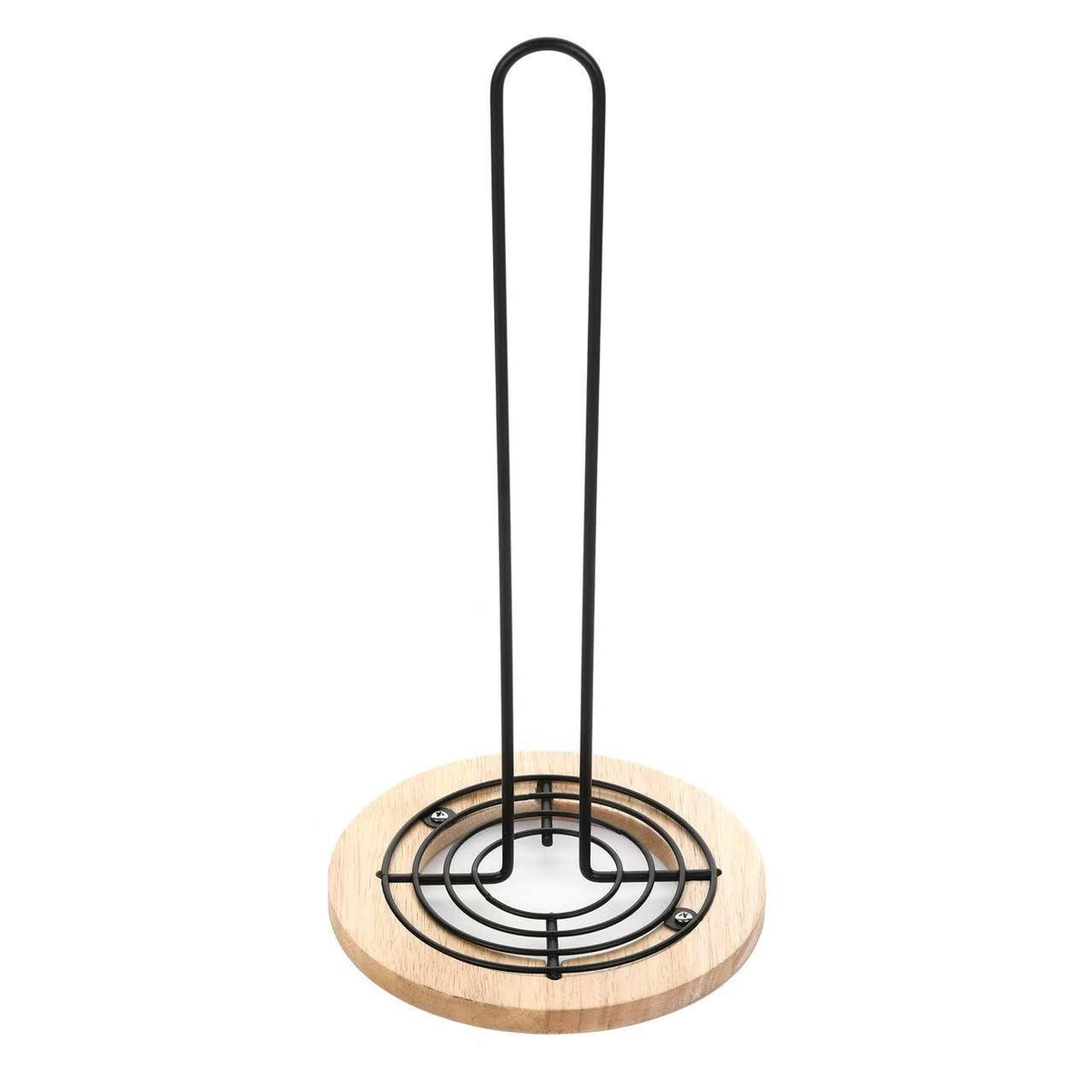 Bamboo Base Paper Towel Holder – Stainless Steel Kitchen Roll Stand