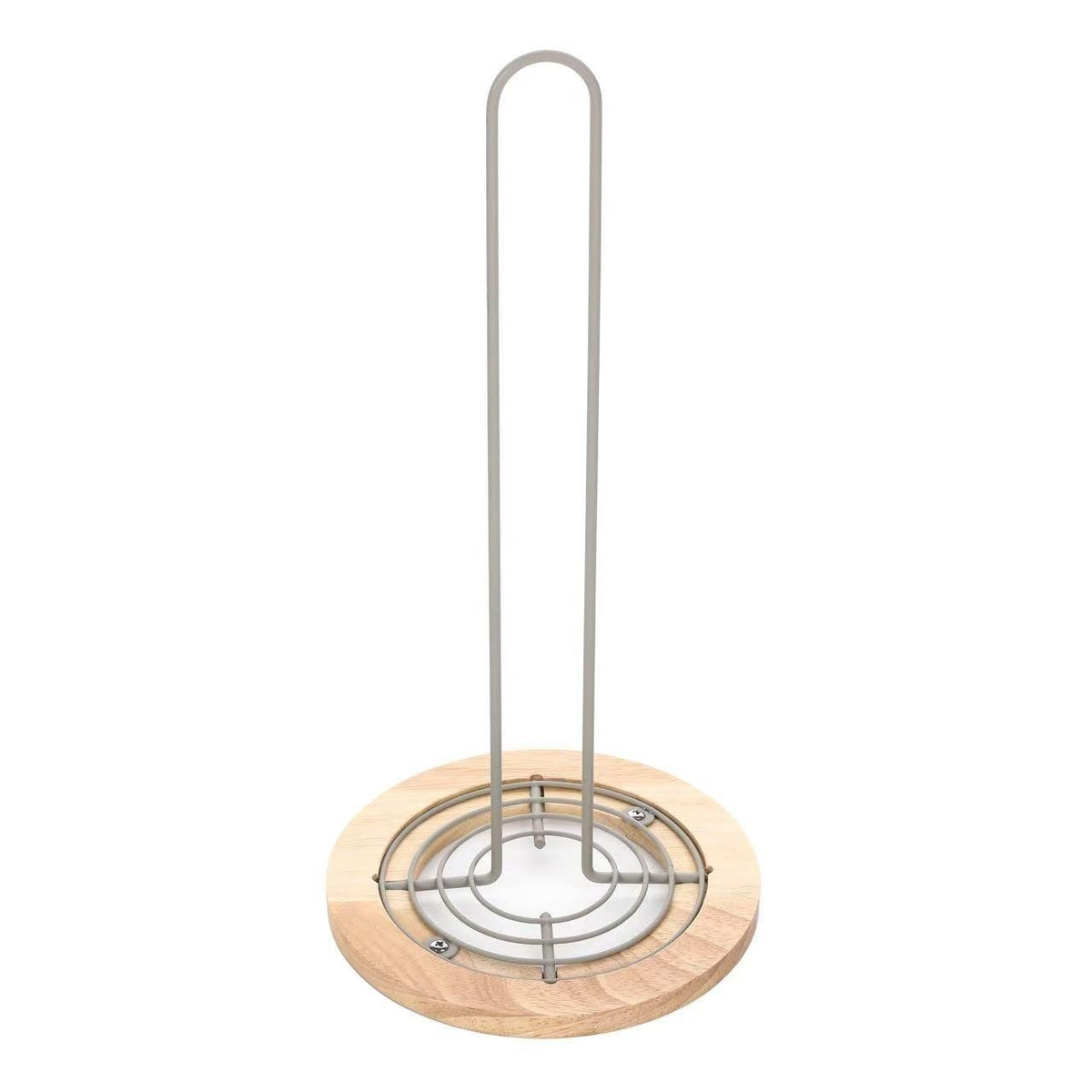Bamboo Base Paper Towel Holder – Stainless Steel Kitchen Roll Stand