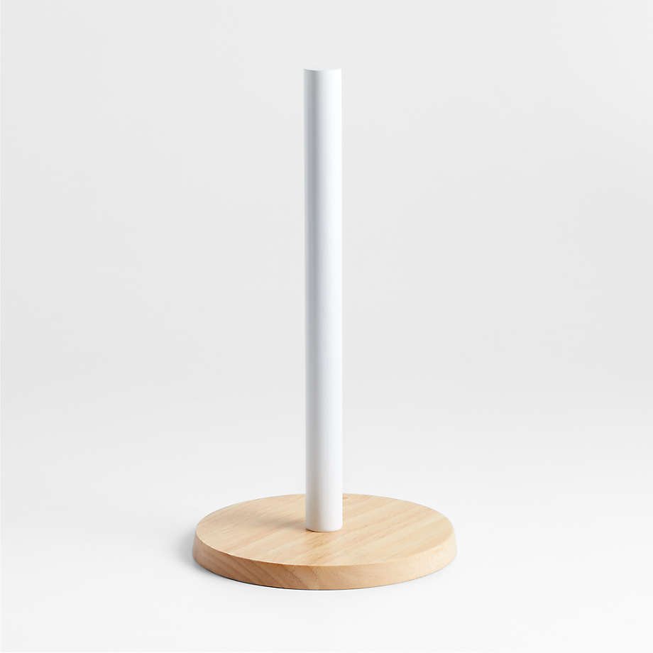 Bamboo Paper Towel Holder – Stainless Steel Kitchen Roll Stand